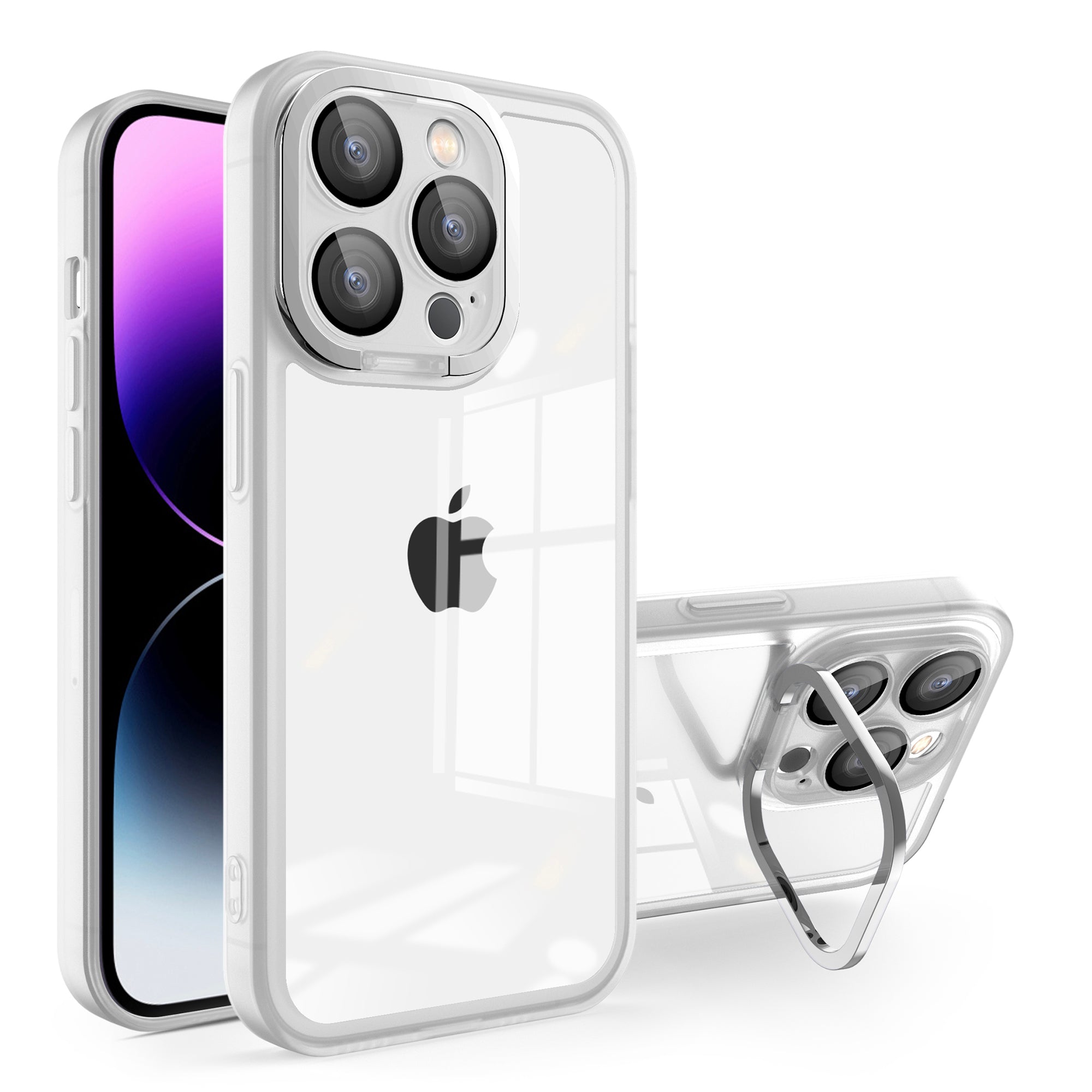 For iPhone 14 Pro Max Camera Protection Kickstand Cover Matte Clear Acrylic+PC+TPU Phone Case For iPhone 14 Pro Max Camera Protection Kickstand Cover Matte Clear Acrylic+PC+TPU Phone Case